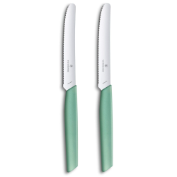 Victorinox Swiss Modern 6.9006.11W41B - Couteau &agrave; tomate  11 cm vert - lame dent&eacute;e - Vendu par 2