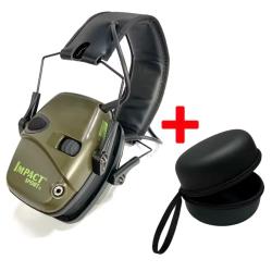 Casque Antibruit Tir &eacute;lectronique - 20dB R&eacute;duction Bruit  - Amplification sonore - vert