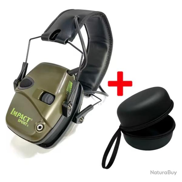 Casque Antibruit Tir �lectronique - 20dB R�duction Bruit  - Amplification sonore - vert