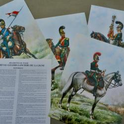 4 planches P. CONRAD - P. TROTEREAU LES CHEVAU-L&Eacute;GERS LANCIERS DE LA LIGNE - EMPIRE