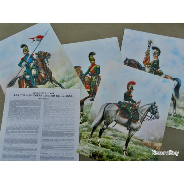 4 planches P. CONRAD - P. TROTEREAU LES CHEVAU-L�GERS LANCIERS DE LA LIGNE - EMPIRE