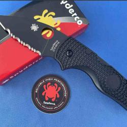 Couteau Spyderco Lil' Native Lightweight Lame Acier CTS BD1N Black Serr Manche FRN USA SC230SBBK