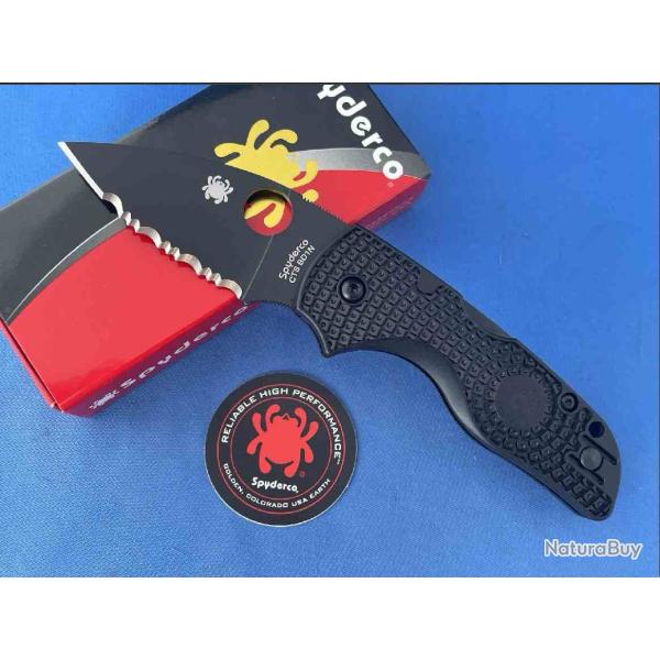 Couteau Spyderco Lil' Native Lightweight Lame Acier CTS BD1N Black Serr Manche FRN USA SC230SBBK