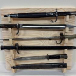 PRESENTOIR 6 BAIONNETTES MURAL EN BOIS MASSIF DE SAPIN