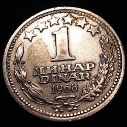 Yougoslavie, piece de 1 dinara 1968 TTB diam 22 mm