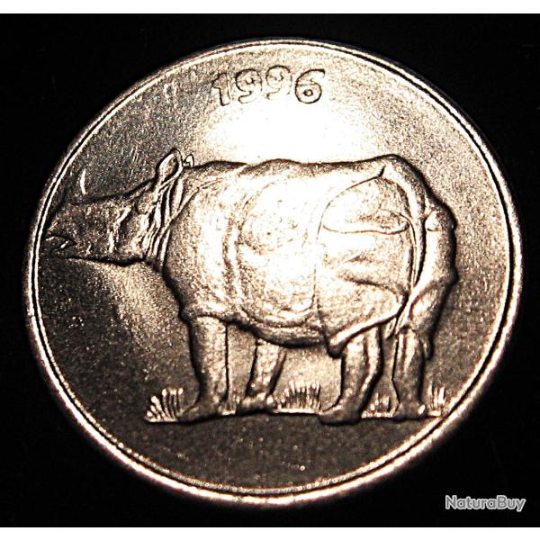 Inde , piece de 25 paise 1996 (hippopotame) TTB diam 19 mm