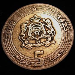 Maroc, piece de 5 dirham  2002 bi metal ttb