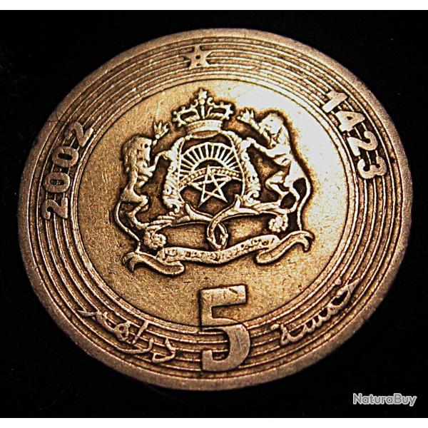 Maroc, piece de 5 dirham  2002 bi metal ttb