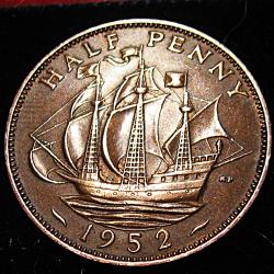 Angleterre , piece de half penny georgius VI 1952  ttb
