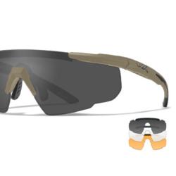 Lunettes de protection balistique Saber Advanced tan &eacute;crans fum&eacute;/incolore/orange