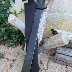 Grande Machette Army Lame Drop Point Acier 3Cr13 Scie Sur le Haut Manche ABS Etui Nylon Survival 01