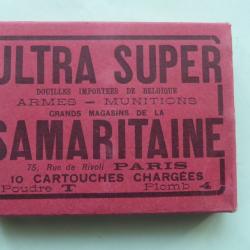 REF 52 - RARE BO&Icirc;TE ANCIENNE CARTOUCHES CHASSE - SAMARITAINE -  CAL 16/65 - plomb N&deg; 4