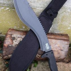 Machette SOG Sogfari Kukri Lame Acier 3Cr13 Manche ABS Scie Sur le Haut Etui Nylon 002