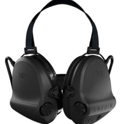 Casque anti-bruit Supr&ecirc;me X2 noir avec serre-nuque tissu noir et anneaux d'hygi&egrave;ne en gel