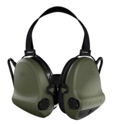 Casque anti-bruit Supr&ecirc;me X2 vert olive avec serre-nuque tissu noir et anneaux d'hygi&egrave;ne en gel