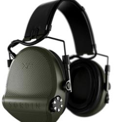 Casque anti-bruit Supr&ecirc;me X2 vert olive avec serre-t&ecirc;te cuir noir et anneaux d'hygi&egrave;ne en gel