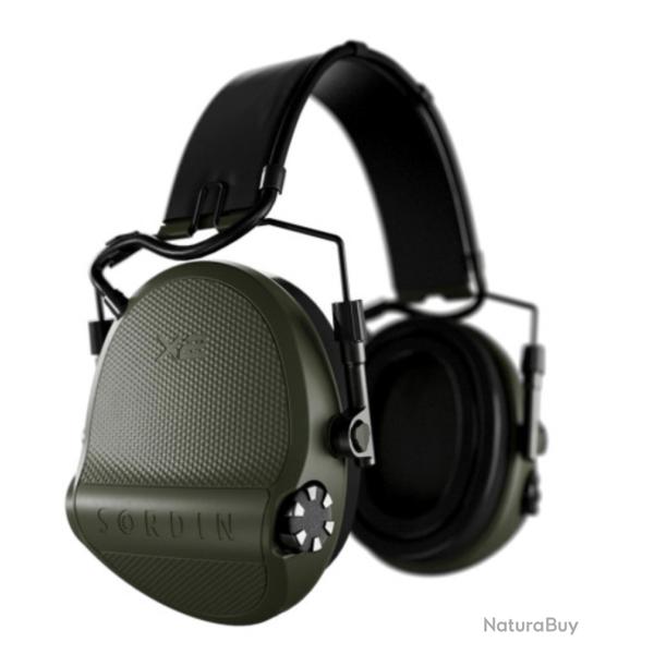 Casque anti-bruit Supr�me X2 vert olive avec serre-t�te cuir noir et anneaux d'hygi�ne en gel