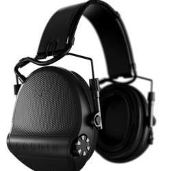 Casque anti-bruit Supr&ecirc;me X2 noir avec serre-t&ecirc;te cuir noir et anneaux d'hygi&egrave;ne en gel