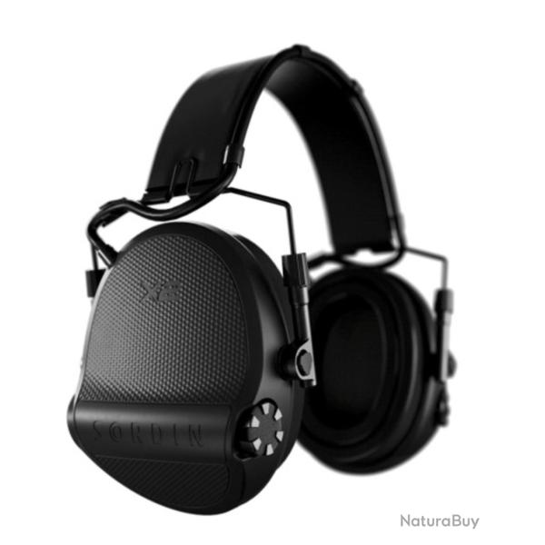 Casque anti-bruit Supr�me X2 noir avec serre-t�te cuir noir et anneaux d'hygi�ne en gel