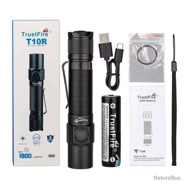 Lampe LED T10R 1800Lumens Type C �tanch�it� IP68 *Ench�re* Ext�rieur Tactique Rechargeable Trustfire