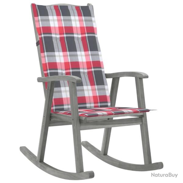 Chaise � bascule avec coussins Gris Bois d'acacia massif