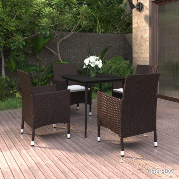 Ensemble � manger de jardin coussins 5 pcs R�sine tress�e Verre