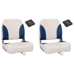 Ensemble de si&egrave;ges de bateau pliables 4 pcs oreiller bleu blanc