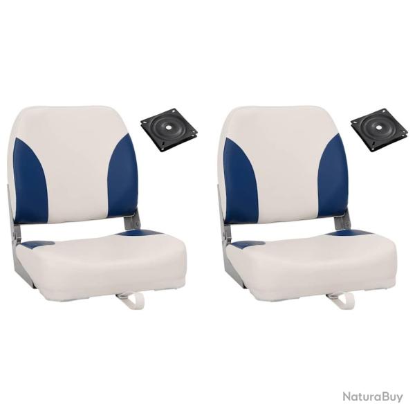 Ensemble de si�ges de bateau pliables 4 pcs oreiller bleu blanc