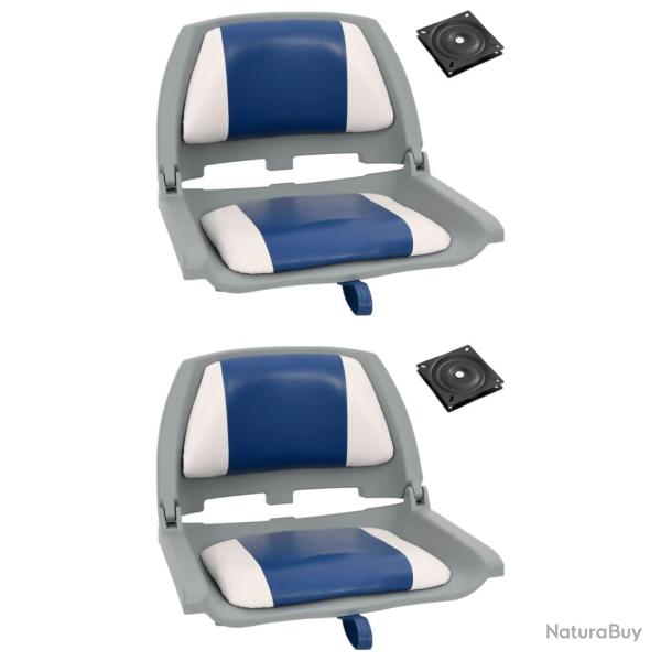 Ensemble de si�ges de bateau pliables 4 pcs oreiller bleu blanc