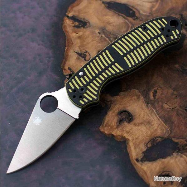 Couteau Spyderco Para 3 Salt Lame Acier CPM MagnaCut Manche G10 Jaune/Noir Made USA SC223GBKYLMCP