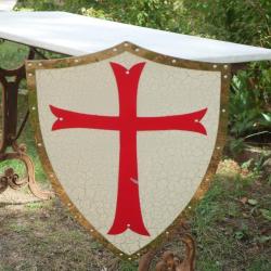 MOYEN AGE - Bouclier en m&eacute;tal d'un chevalier TEMPLIER -  EBR24BOU001