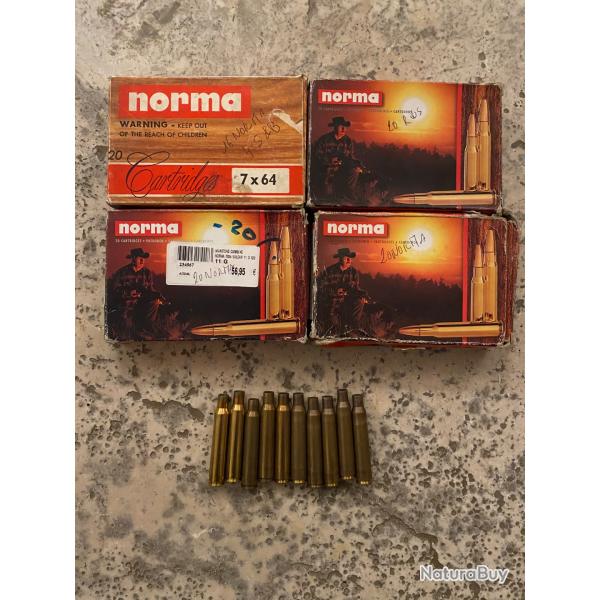 1 lot de 90 douilles 7x64 tir�es une fois