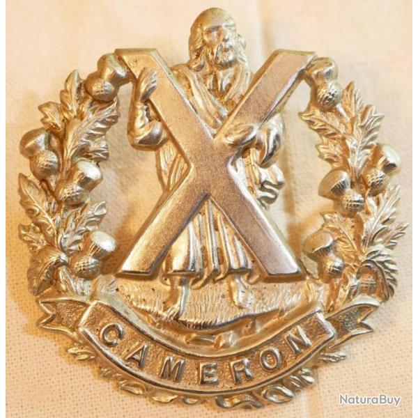 DDAY44 - CAP BADGE BRITANNIQUE Queens Own Cameron Highlanders Regiment provenance NORMANDIE 1944