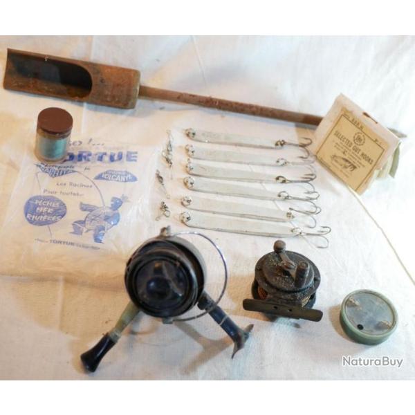 lot de p�che - en l'�tat - lot moulinet mouche + divers