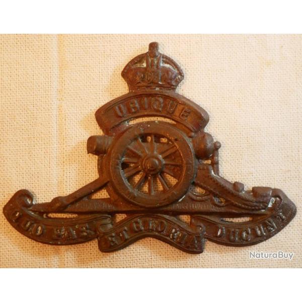 Provenance terrain insigne britannique d'artillerie bronze sans attache - WWII