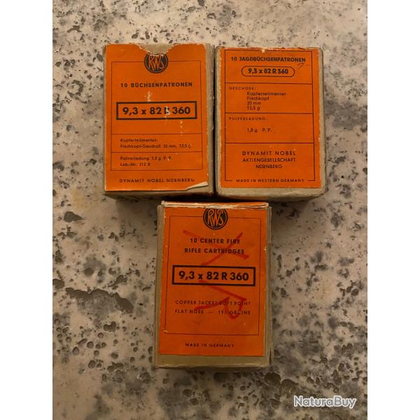 1 lot de 22 balles calibre 9,3x82R 360