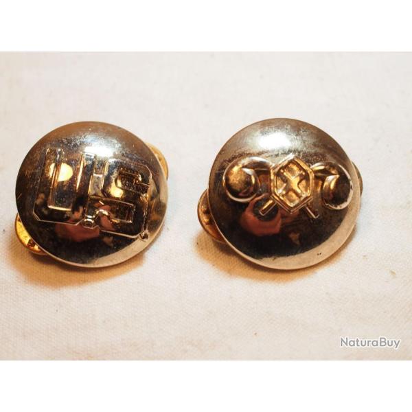 US ARMY - paire d'insigne col US troupe pour les armes chimiques - WWII
