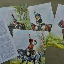 4 planches P. CONRAD - P. TROTEREAU LES CHASSEURS &Agrave; CHEVAL DE LA LIGNE - EMPIRE