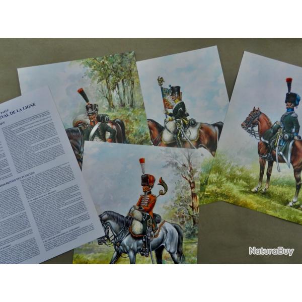 4 planches P. CONRAD - P. TROTEREAU LES CHASSEURS � CHEVAL DE LA LIGNE - EMPIRE