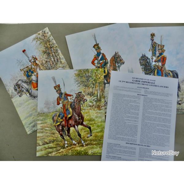 4 planches P. CONRAD - P. TROTEREAU Gde IMP�RIALE - 2regt DE CHEVAU-L�GERS LANCIERS (Lancier rouges)