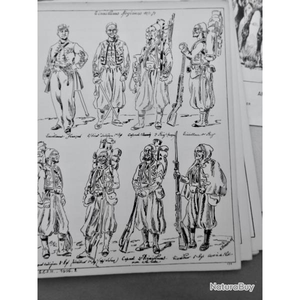 LOT DE PLANCHES UNIFORMOLOGIQUES - DESSINS MILITAIRES XIXe / 1er EMPIRE & DIVERS