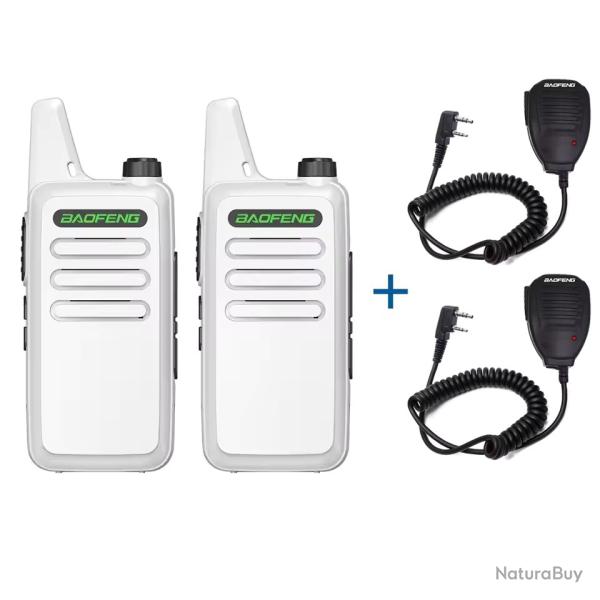 PACK 2 TALKIES-WALKIES BAOFENG T20 + 2 MICROS - BLANC - LIVRAISON GRATUITE