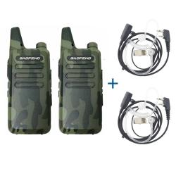 PACK 2 TALKIES-WALKIES BAOFENG T20 + 2 ECOUTEURS TRANSPARENTS - CAMO - LIVRAISON GRATUITE