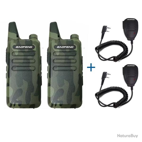 PACK 2 TALKIES-WALKIES BAOFENG T20 + 2 MICROS - CAMO - LIVRAISON GRATUITE