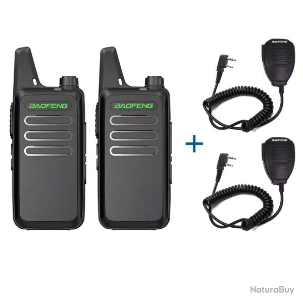 PACK 2 TALKIES-WALKIES BAOFENG T20 + 2 MICROS - NOIR - LIVRAISON GRATUITE