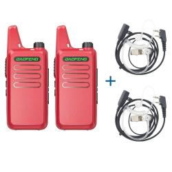 PACK 2 TALKIES-WALKIES BAOFENG T20 + 2 ECOUTEURS TRANSPARENTS - ROUGE - LIVRAISON GRATUITE