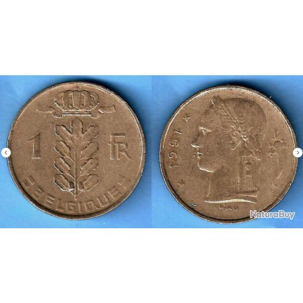 Belgique 1 Franc 1951 Piece Francs