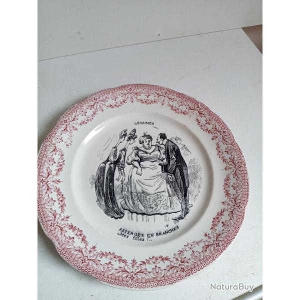 assiettes parlante sarrguemine diam�tre 19 cm asperges en branches