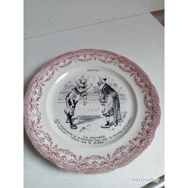 assiettes parlante sarrguemine diam�tre 19 cm la chicor�e