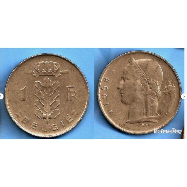 Belgique 1 Franc 1958 Piece